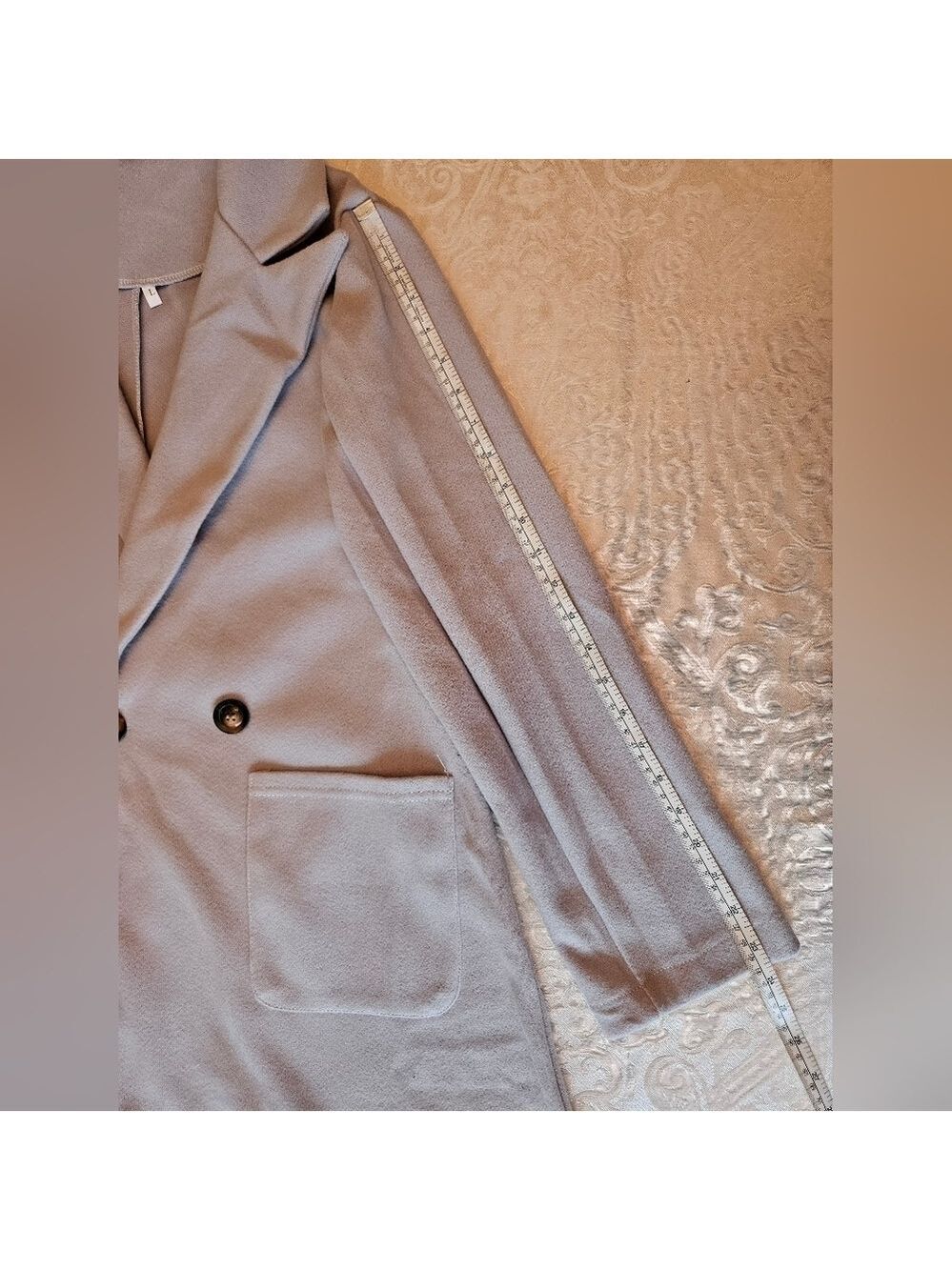 Size Large Chic Women's Lightweight Gray Knit Fabric Trench Coat, New in Bag - Picture 4 of 7